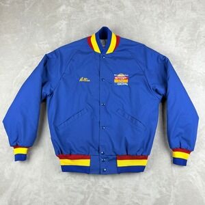 Vintage DeLong Varsity Bomber Jacket Men M Blue Quilted Lined USA Made Stop n Go